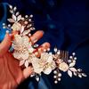 Weiße Acrylblume Braut-Kopfschmuck Reiner Handgemachter Perlen-Haarkamm Westlicher Hochzeitskranz Doppelband