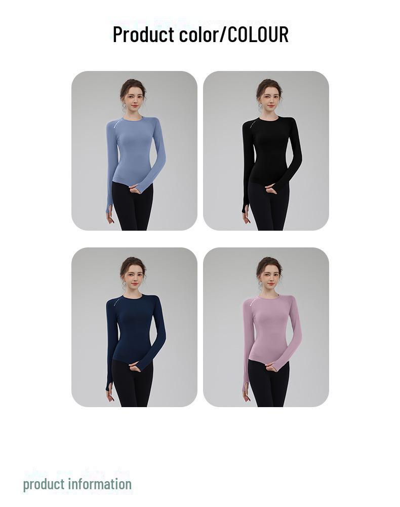 Women's Slim Fit Long Sleeve Yoga and Running Top - Quick-Drying, Breathable, Round Neck for Autumn and Winter Workouts