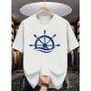Men'S Summer Fashion Short Sleeve T-Shirt, Casual Regular Fit with Slight Stretch, Print Nautical Wheel Design