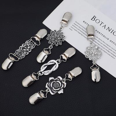 Sweater Clip Fashion Cardigan Connecting Button Diamond-studded Pin Brooch Shawl Collar Buckles Clothing Decor