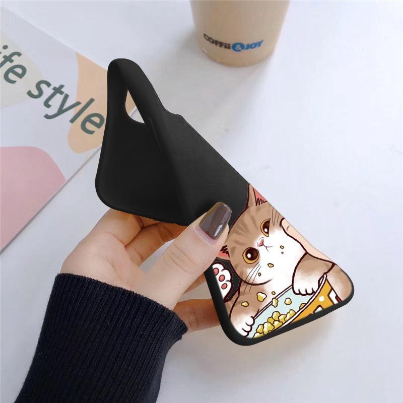 Funny Cat Patterned Soft Black Silicone Phone Case For Samsung Galaxy A55 A54 A34 A15 S24 Xiaomi Redmi Note 13 Pro Camera Shockproof Protective Cover