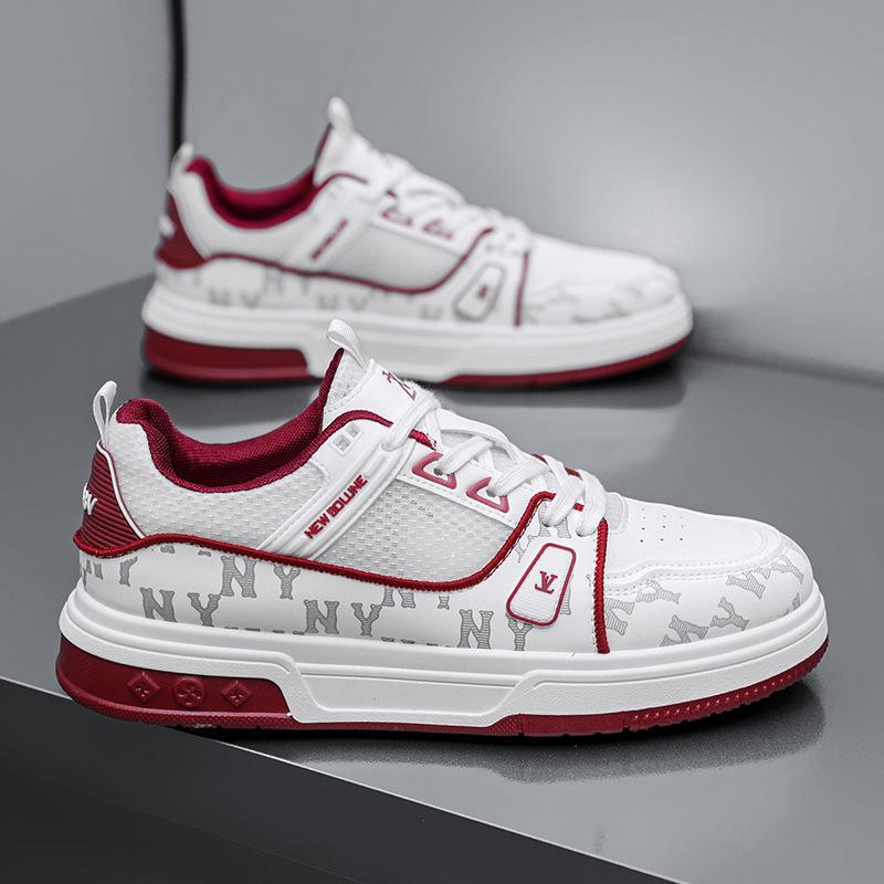 

Премиум мужская обувь 2025 года, модная дышащая сетчатая повседневная обувь для скейтбординга, корейская версия, универсальная студенческая обувь на платформе, белые туфли 44