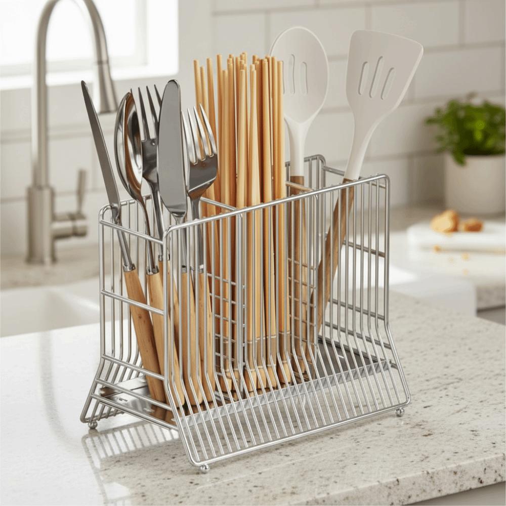 Moisture-proof Chopstick Storage Box Space Saving Spoon Forks Storage Rack  for Home