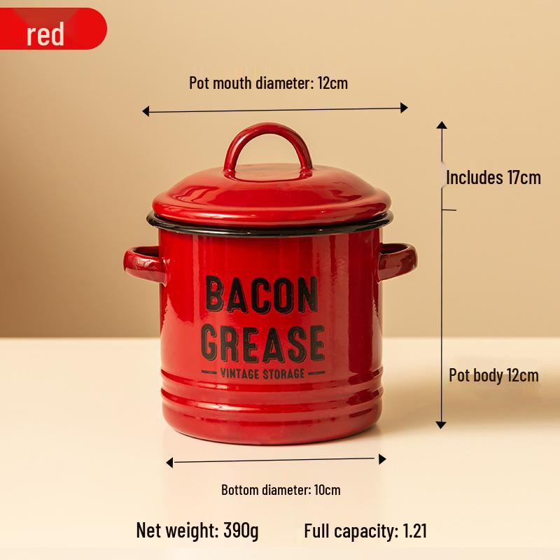 Retro Mini Enamel Stew Pot & Seasoning Jar with Lid - Double-Eared, Food Grade Storage Can