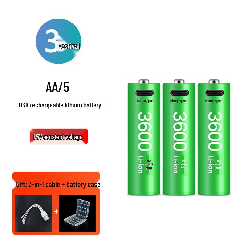 USB Rechargeable Lithium Battery Pack: No. 5 & No. 7, High-Capacity, 1.5V Constant Voltage for Microphones, Door Locks, & Toys