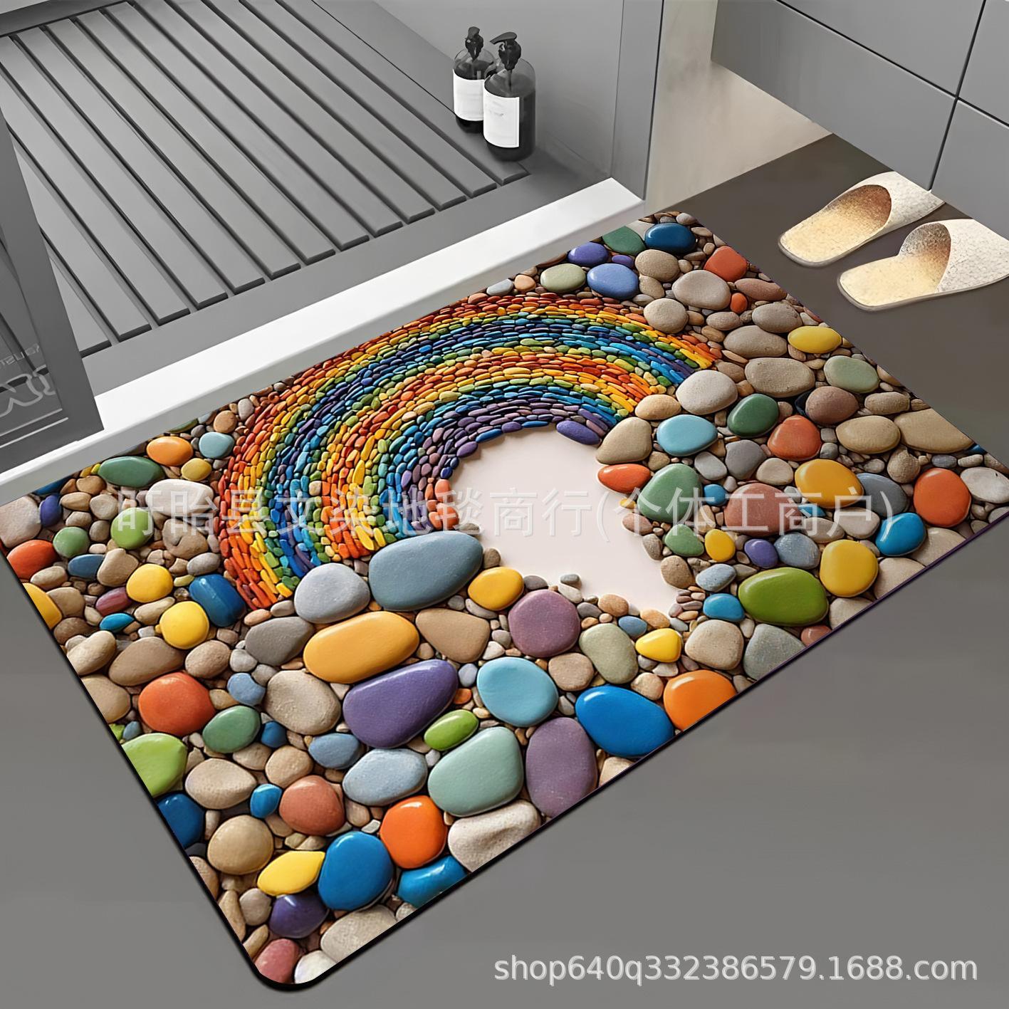 

3D Коврик-галька для пола, Бытовой, Впитывающий, Противоскользящий, Быстросохнущий, Коврик для ног для ванной и туалета 60 * 90cm