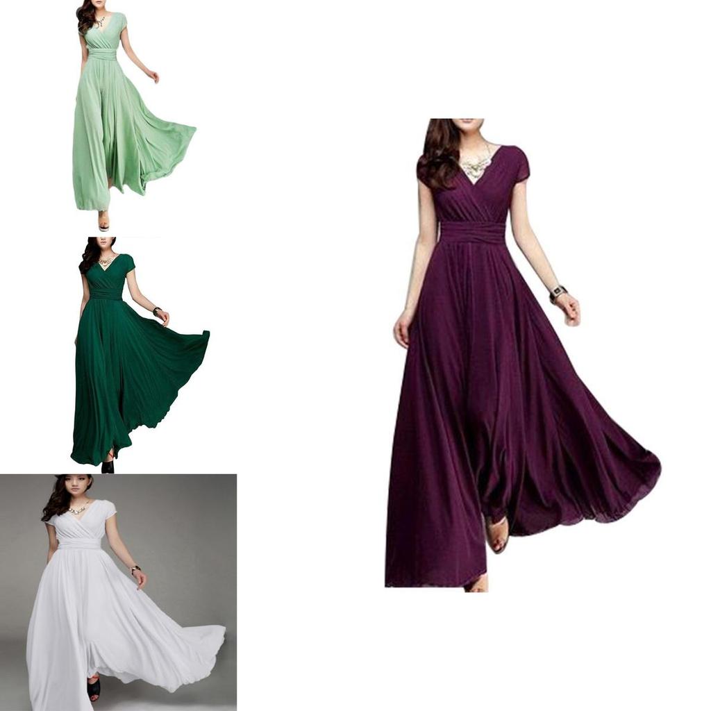 Elegant Women Long Formal Evening Prom Party Bridesmaid Chiffon Ball Gown Cocktail Dress For Special Occasions