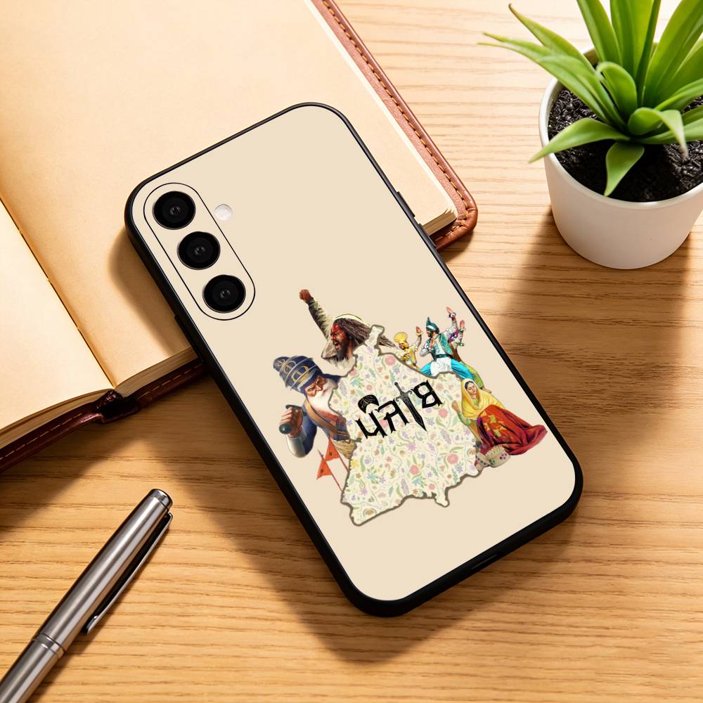 

ART P-Punjab Map Phone Case Black Silicone Soft For Samsung Galaxy A73,A72,A71,A70,A53,A52,A51 Samsung a21