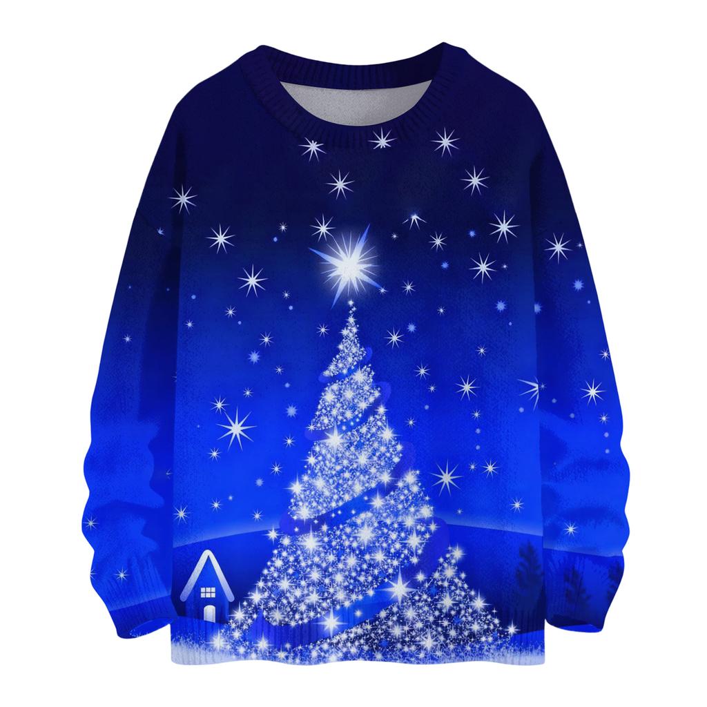 Girls' Hooded Knitted Pullover Round Neck Long Sleeve Top