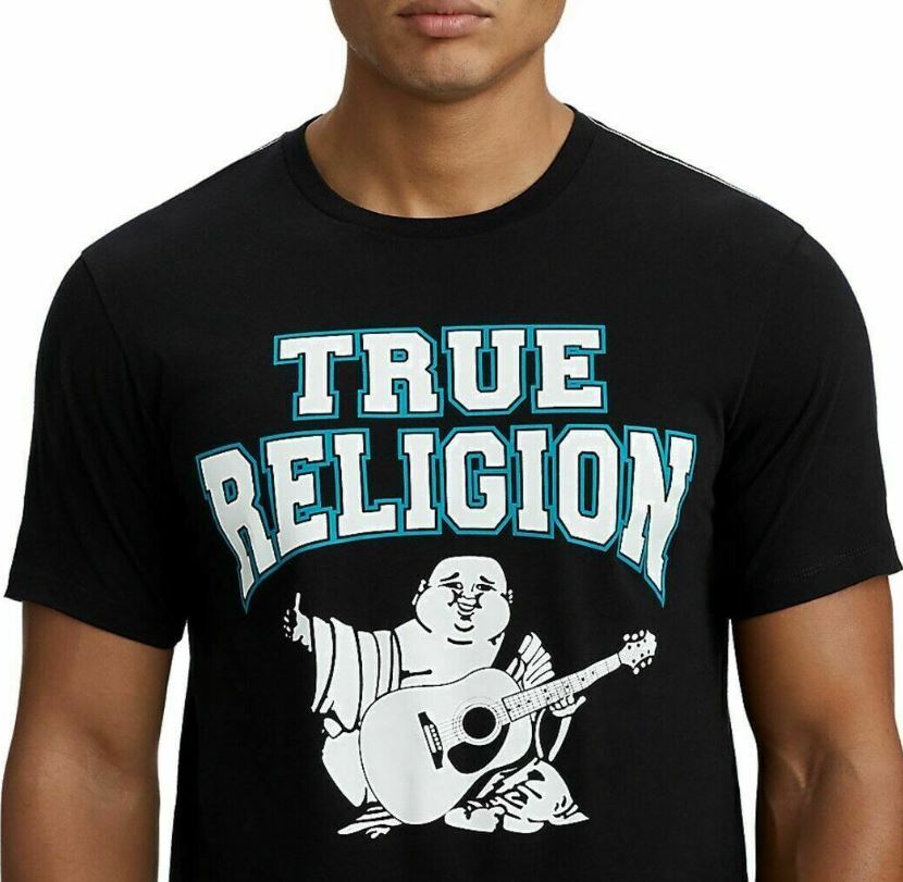 Мужская футболка True Religion с принтом Большого Будды, черная, унисекс, для дня рождения S