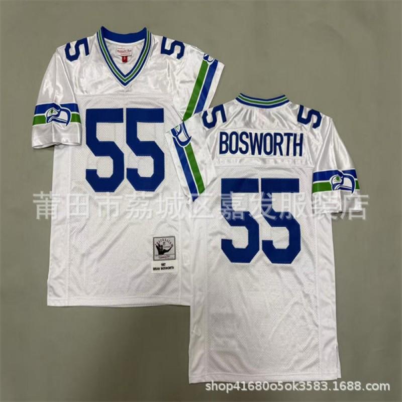Seattle Seahawks Retro NFL Football Jersey Mens Cotton Team Apparel Vintage 80 96 12 10 37 45 55 24 25 31