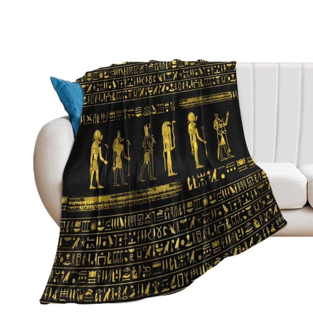 Ancient Egyptian mysterious symbols digital-printed polyester velvet flannel cover blanket Fleece soft cover blankets for beds