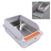 Cat Litter Box Stainless Steel Large Capacity Top Entry Anti Splashing Metal Litter Pan with Leakproof Mat for Pet