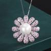 Jewelry Copper Bottom Gold-Plated Inlaid White Freshwater Beads Exaggerated Large Flower Ring Pendant Set 14Mm