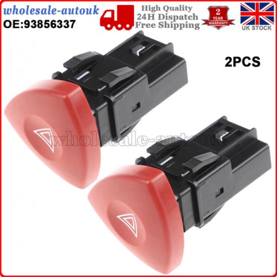 2PCS Hazard Warning Light Switch Button Fit For Renault Vauxhall Vivaro Trafic