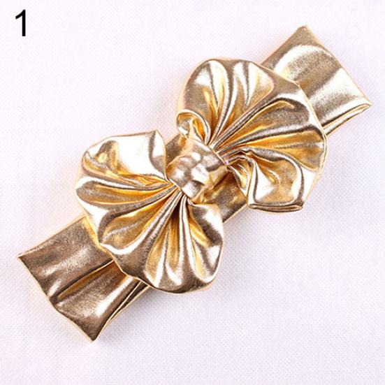 

Детская повязка на голову с большим бантом для маленьких девочек, тюрбан, эластичная повязка на голову с узлом золотистый