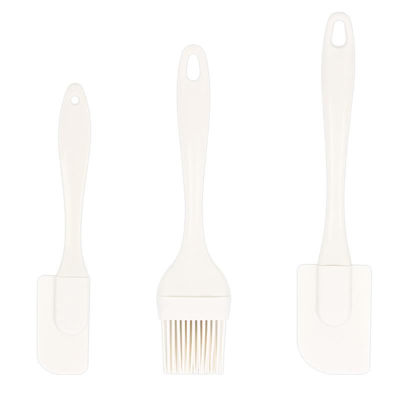 3Pcs Silicone Cream Scraper Set Nonstick Bread Cake Butter Spatula Mixer Oil Brush Removable Cake Spatula Kitchen Baking Tool белый