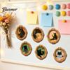 Seasonal Fridge Ornaments 1/6Pcs Halloween Oval Frame Magnet, Wooden Vintage Bulletin Board Magnets Refrigerator Kitchen Decoration Accessories, Party