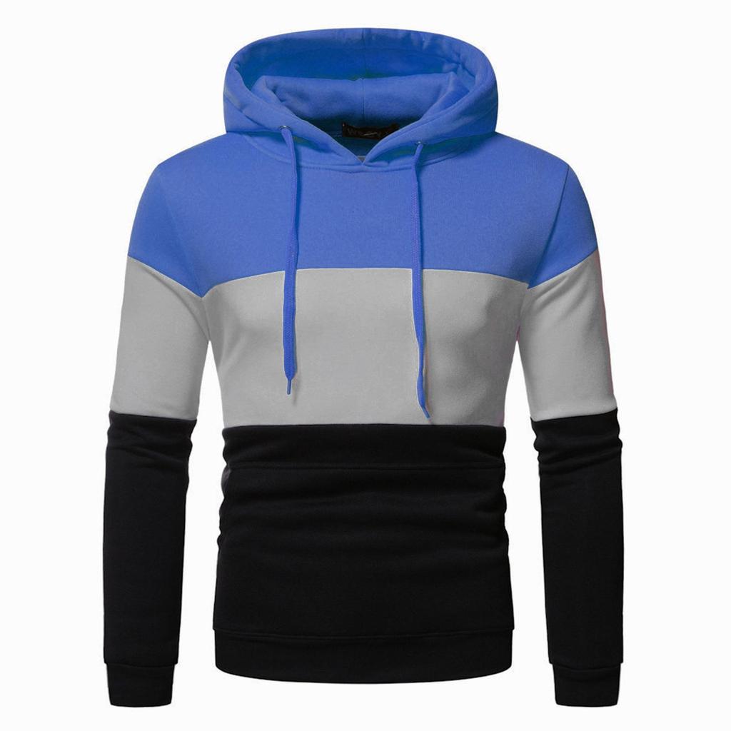 Herren Winterfleece-Kapuzenpullover: Grenzüberschreitende Color-Block Casual Sweatshirtjacke