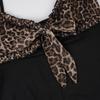 European & American Sexy Leopard Print Color Block A-Line Lace Tie-Up Camisole