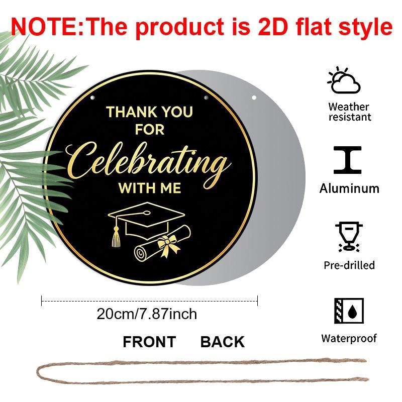 2D Flat Aluminum Graduation-themed Wall Decorations, Available In Various Sizes, Featuring A Black and Gold Minimalist Luxury Design, Making Them A