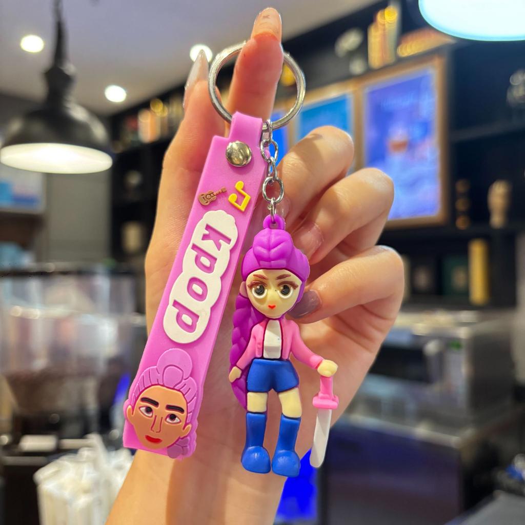 Kpop Demon Hunter Cartoon Keychain Bag Hanging Pendant Backpack Earphone Case Decoration Accessories Car Keyring Birthday Gifts