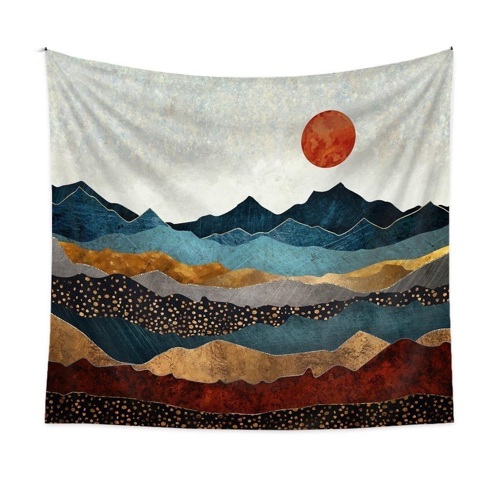

Natural Scenery Landscape Painting Tapestry Bohemian Art Mountain Tapestry Living Room 73*95CM-Style 6