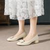 2026 Spring/Summer Women's Square Toe Soft Leather Chunky Heel Pumps - Professional Work Shoes with Soft Sole