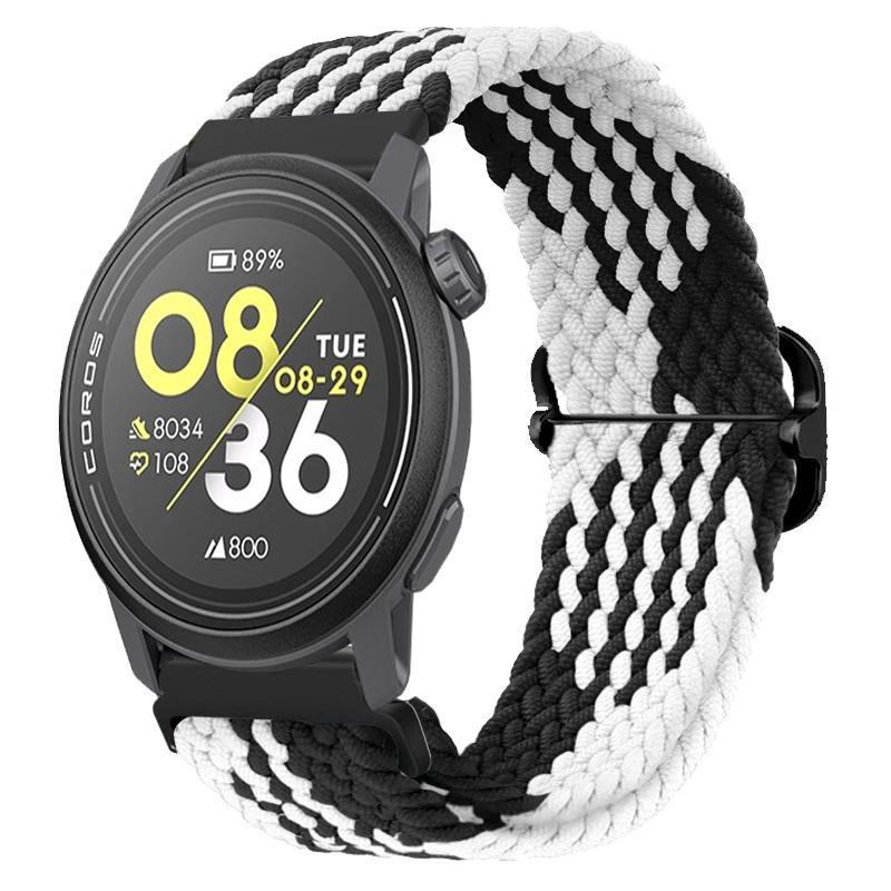 

20mm 22mm Soft Nylon Braided Strap For COROS APEX 4/PACE 4/3/2 CMF Watch 3/2/1 Pro Breathable Bracelet Suunto Race 2/S Watchband Suunto Vertical 2-1 чорний білий колір
