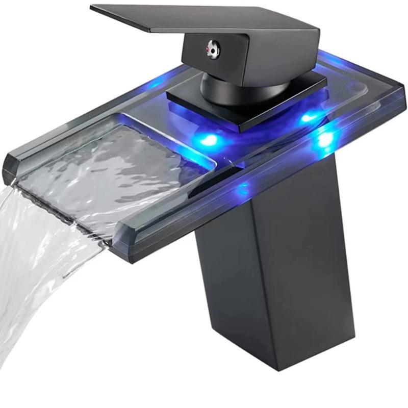 LED Měnící barvu Svítící Baterie Studená a Teplá Voda Vodopád Skleněná Baterie