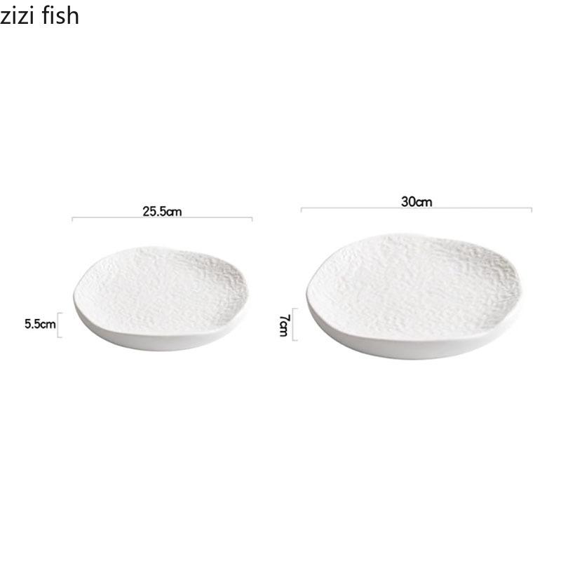 Creative Irregular Stone Pattern Ceramic Insulation Plate Pure White Dessert Plate Snack Plate Sushi Plates Specialty Tableware