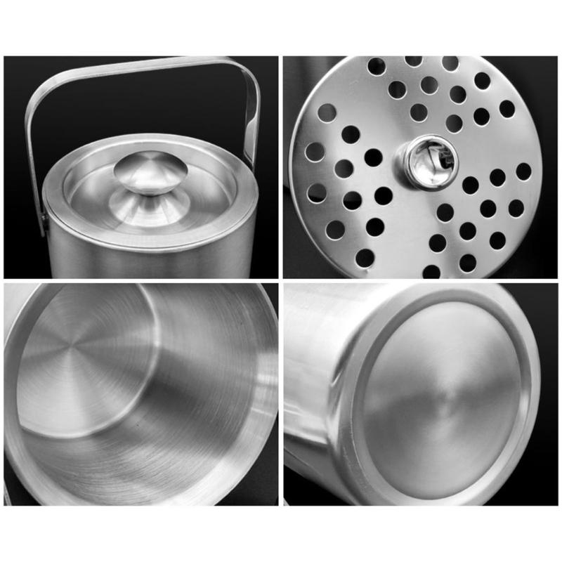 Double Layer Ice Bucket Set with Lid and Tongs Multifunctioanl Ice Bucket and Tongs Set Practical Ice Caddies with Cover