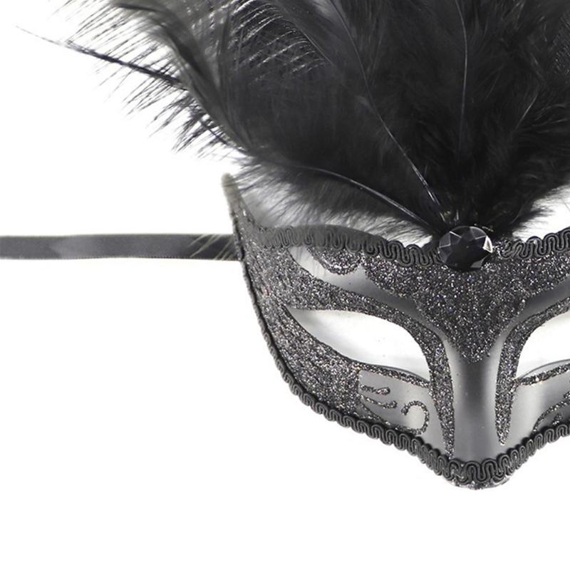 Feathered Masquerade Mask for Women Men Halloween Masquerade Cosplay Mask Half Face Mask Halloween Mask