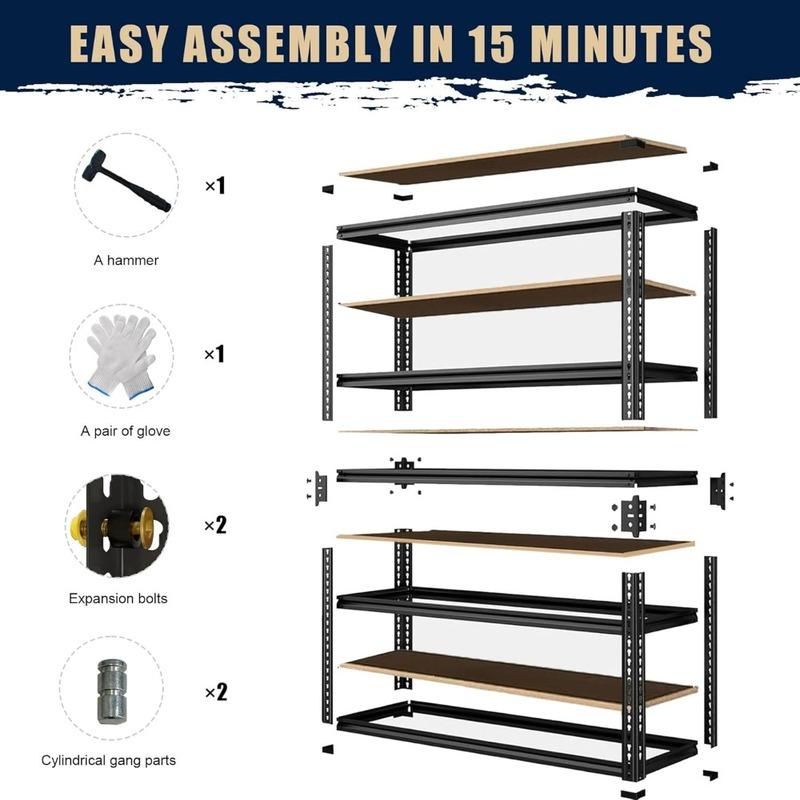 Heavy Duty Shelf, 28''×12''×60'' Metal Shelving Rack, 2400 lbs Basement Storage Shelves, Standing Shelves, Garage Racks