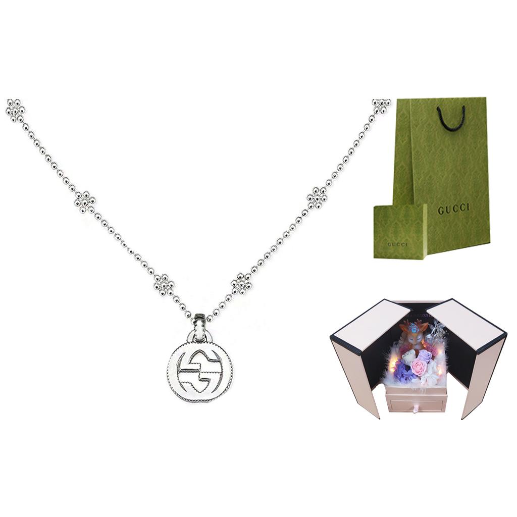 Gucci Interlocking Double G Pattern Shiny 925 Silver Necklace Women necklace 479221-J8400-8106