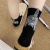 2 Pairs/5 Pairs Autumn Winter New Funny Cat Print Loose Socks Women Girls Comfortable Mid-Calf Socks