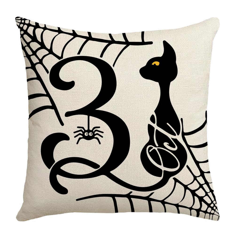

Хэллоуин Забавный узор Черно-белый принт букв Абстрактное животное Привидение Простая наволочка из домашнего льна 45 * 45 (without core)