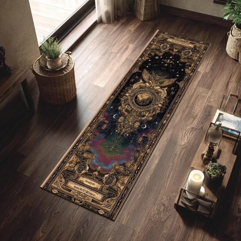 Galaxy Neon Runner Rug Celestial Space Rug Sci-Fi Hallway Outer Space Gamer Room Astral Universe Carpet Cosmic Tech Rug Decor
