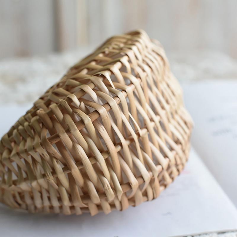 Small Flower Basket Willow Rattan Woven Basket Wicker Half Moon Storage