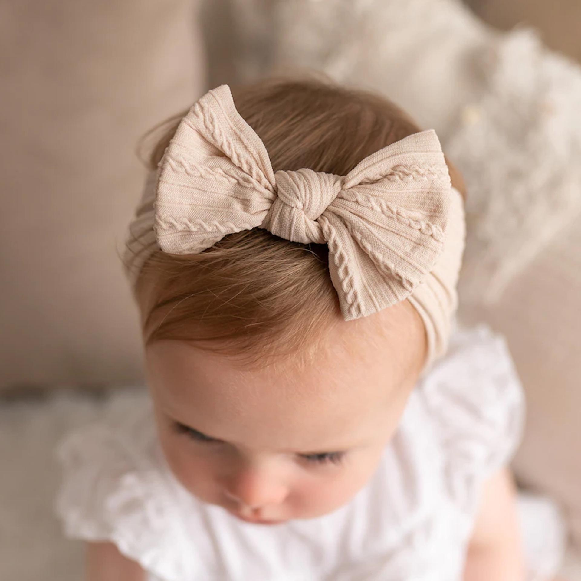 

5-Piece Soft Nylon Bow Headband Set for Babies and Kids