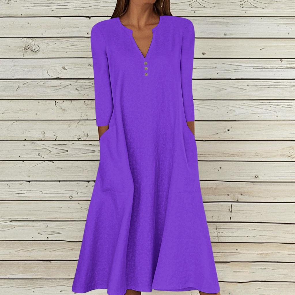 Rochie de damă casual și la modă cu gât rotund, fără mâneci, de lungime medie