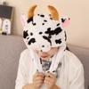 Warm Hat with Jumping Ears Party Stuffed Cow Ox Horn Toy Fleece Cap for Kids