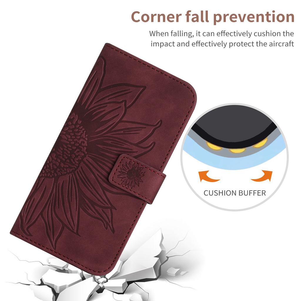 HT04 For Samsung Galaxy A06 4G Case Sunflower Leather Wallet Phone Cover with Wrist Strap