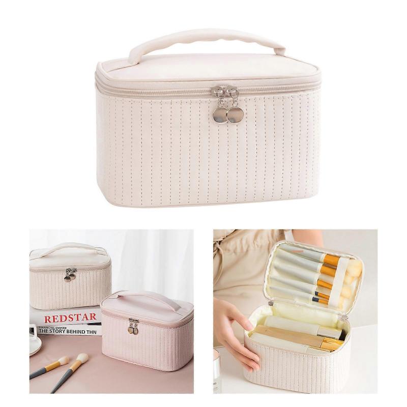 Cute PU Makeup Bag for Women Toiletries Organizer Travel Cosmetic Pouch Female Large Capacity Portable Wash Bags Pink