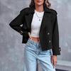 Women's Khaki Short Trench Coat with Epaulets