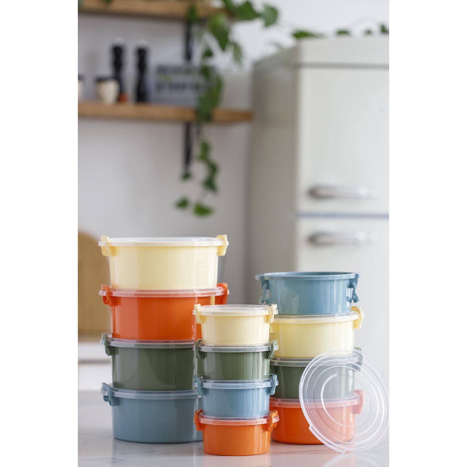 

Аккуратный набор контейнеров для хранения пастельных тонов, круглый, из 12 предметов, подходит для заморозки и использования в микроволновой печи