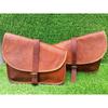 Motorcycle Real Brown Leather 3 Saddle Bag Tool Pouch Swing Arm Luggage Side Bag