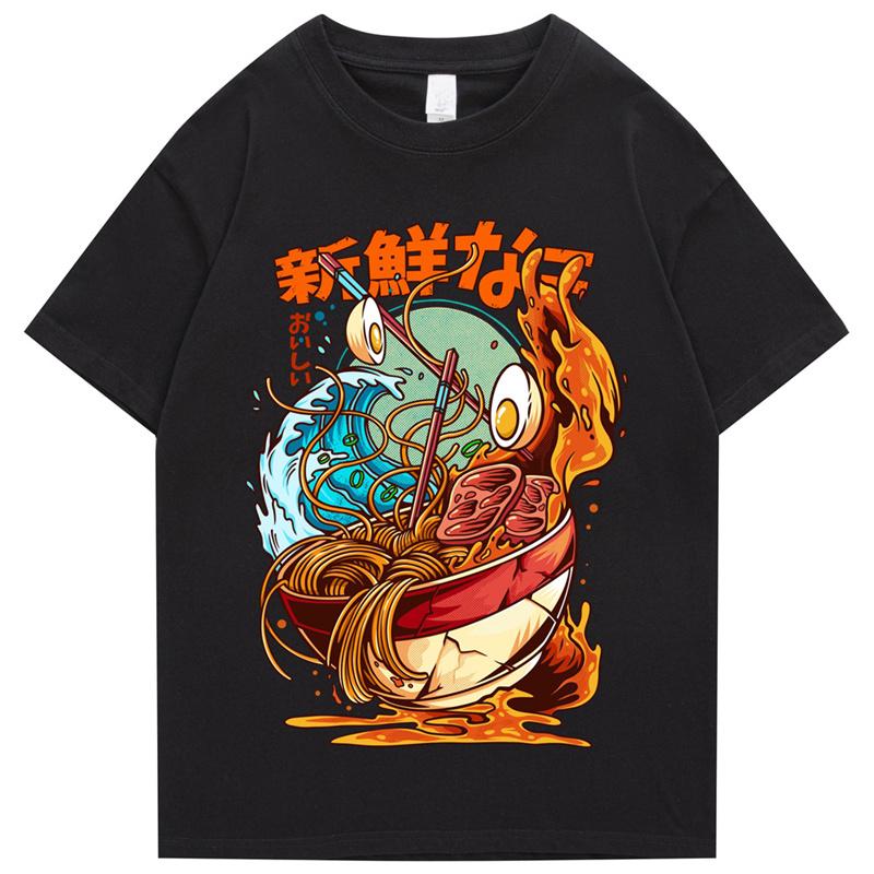 Japan Harajuku Dragon Noodle Unisexs Hip Hop T Shirt Monster T Shirt Streetwear Summer Top Tee Cotton T Shirt Hiphop T Shirt Unisex
