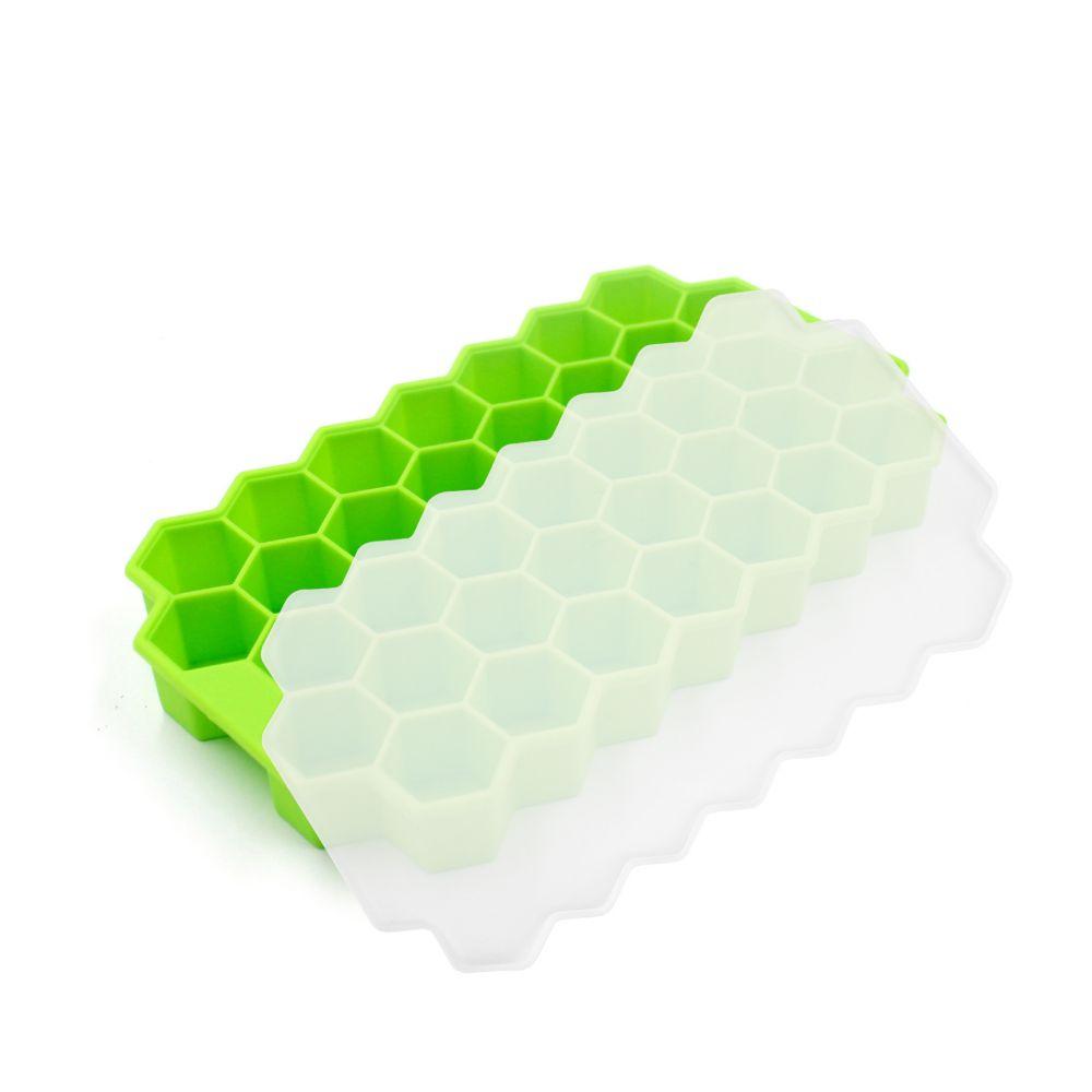 1PC 37Grid  Ice Tray Mold Food Grade Soft Silicone Ice Cube With Cover Honeycomb Washable And Reusable DIY Ice Maker Home Kitchen Tools