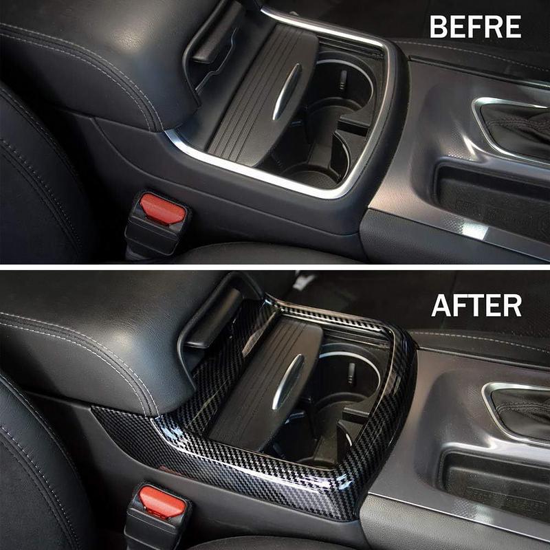 Carbon Fiber ABS Water Cup Frame Cup Holder Cover Sticker For Dodge Charger /Chrysler 300 2016- Auto Interior Accessories